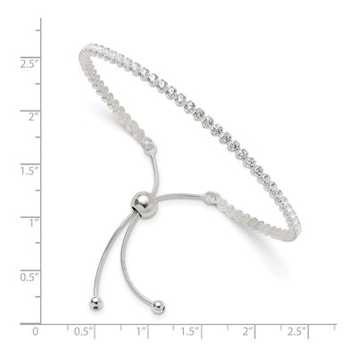 Sterling Silver CZ Adjustable Snake Bracelet – view 3