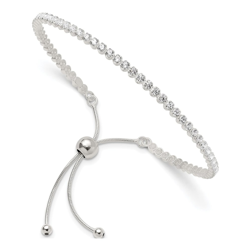 Sterling Silver CZ Adjustable Snake Bracelet