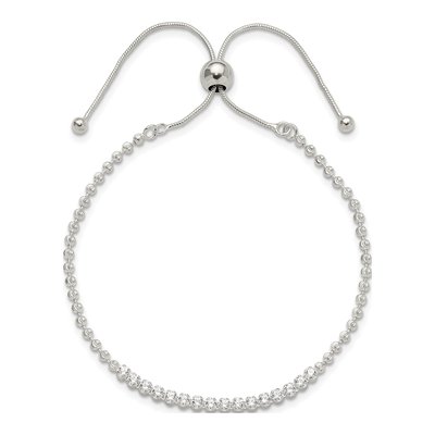 Sterling Silver CZ Adjustable Snake Bracelet – view 3