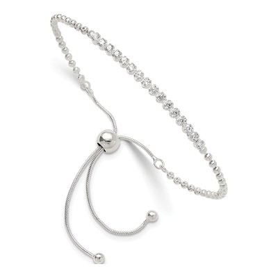 Sterling Silver CZ Adjustable Snake Bracelet