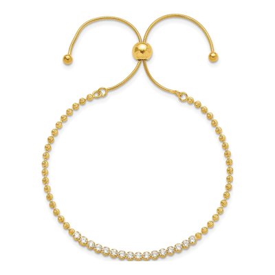 Gold-Plated Sterling Silver CZ Adjustable Bracelet – view 3