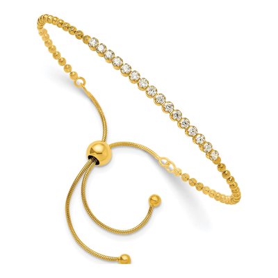 Gold-Plated Sterling Silver CZ Adjustable Bracelet