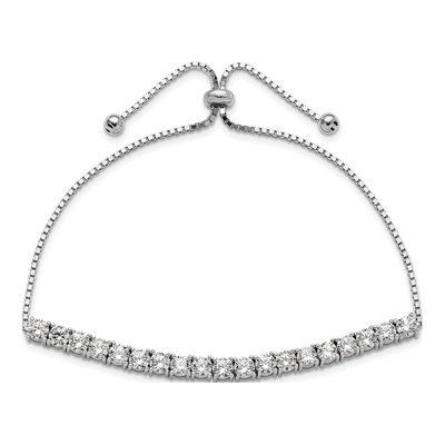 Sterling Silver CZ Adjustable Tennis Bracelet – view 3