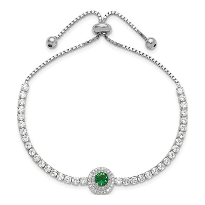 Sterling Silver CZ Glass Adjustable Bracelet – view 3