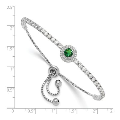 Sterling Silver CZ Glass Adjustable Bracelet – view 4