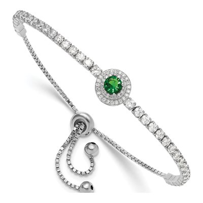 Sterling Silver CZ Glass Adjustable Bracelet
