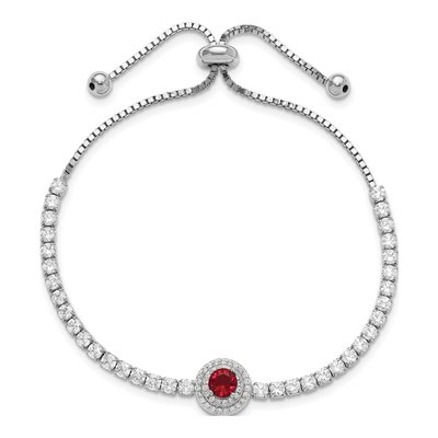 Sterling Silver CZ Glass Adjustable Bracelet – view 3