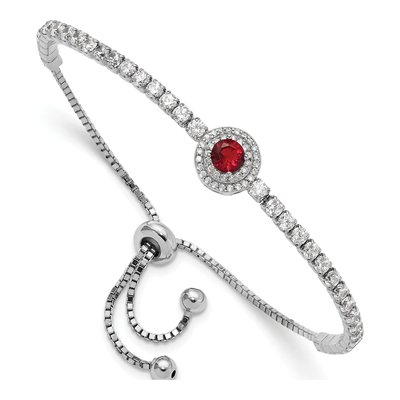 Sterling Silver CZ Glass Adjustable Bracelet
