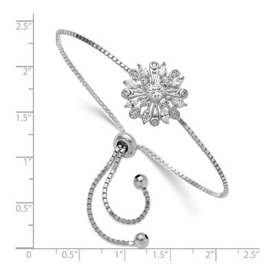 Sterling Silver CZ Floral Adjustable Bolo Bracelet – view 4