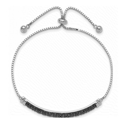Sterling Silver Black Spinel Bar Bracelet – view 3