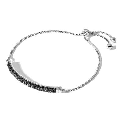 Sterling Silver Black Spinel Bar Bracelet – view 6