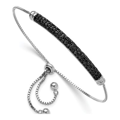 Sterling Silver Black Spinel Bar Bracelet