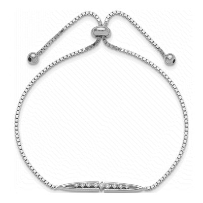 Sterling Silver CZ Adjustable Bolo Bracelet – view 2