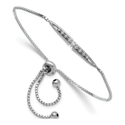 Sterling Silver CZ Adjustable Bolo Bracelet