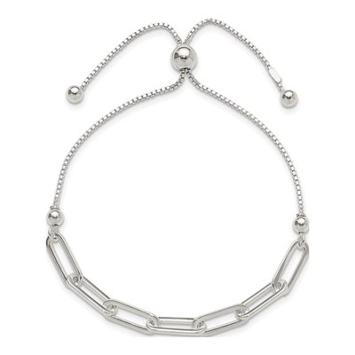 Sterling Silver Paperclip Link Adjustable Bracelet – view 3