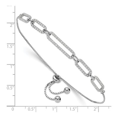 Sterling Silver CZ Paperclip Adjustable Bracelet – view 4