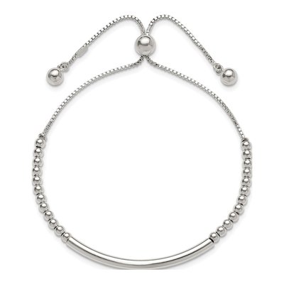 Sterling Silver Beaded Bar Adjustable Bracelet – view 3