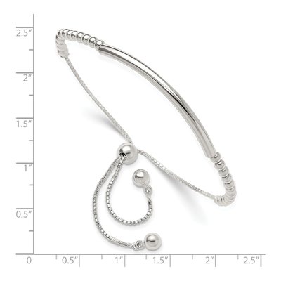 Sterling Silver Beaded Bar Adjustable Bracelet – view 4