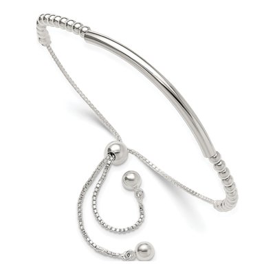 Sterling Silver Beaded Bar Adjustable Bracelet