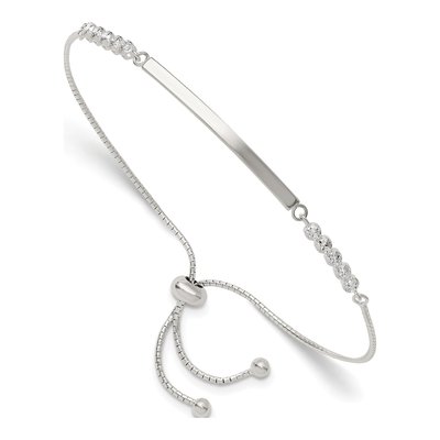 Sterling Silver CZ Adjustable ID Bracelet
