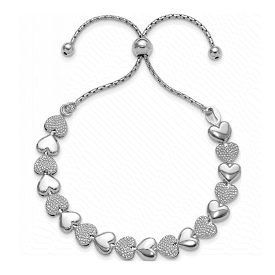 Sterling Silver Adjustable Bolo Hearts Bracelet – view 3