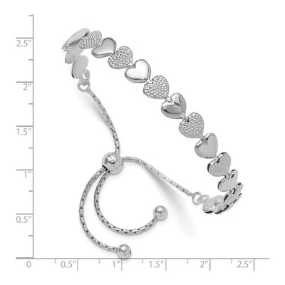 Sterling Silver Adjustable Bolo Hearts Bracelet – view 4