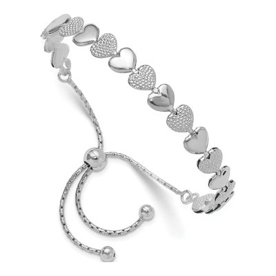 Sterling Silver Adjustable Bolo Hearts Bracelet