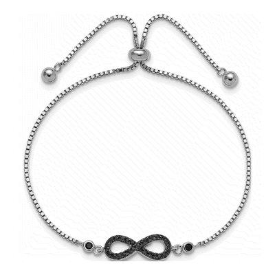 Sterling Silver Black Spinel Infinity Bracelet – view 2