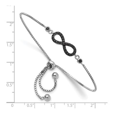 Sterling Silver Black Spinel Infinity Bracelet – view 3