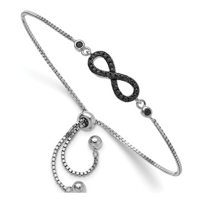 Sterling Silver Black Spinel Infinity Bracelet