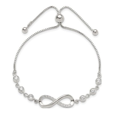 Sterling Silver CZ Infinity Adjustable Bracelet – view 3