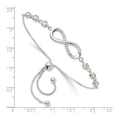 Sterling Silver CZ Infinity Adjustable Bracelet – view 4