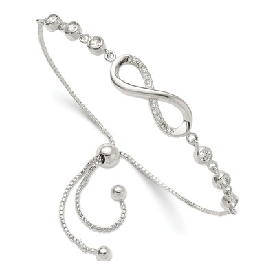 Sterling Silver CZ Infinity Adjustable Bracelet