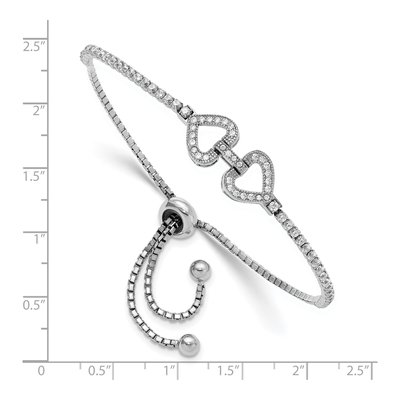 Sterling Silver CZ Linked Hearts Bracelet – view 4