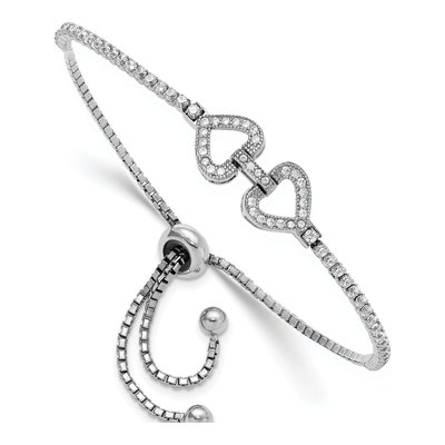 Sterling Silver CZ Linked Hearts Bracelet