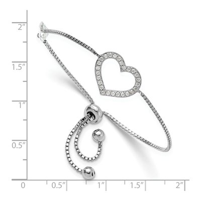 Sterling Silver CZ Open Heart Adjustable Bracelet – view 4