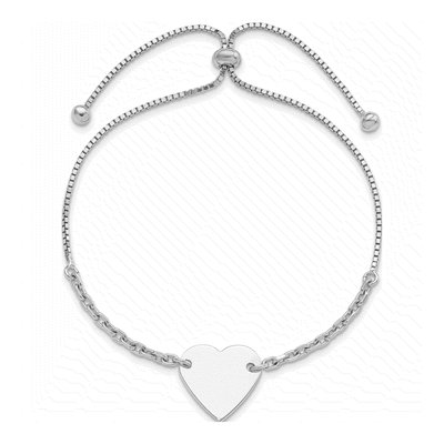 Sterling Silver Heart Disc Adjustable Bracelet – view 3