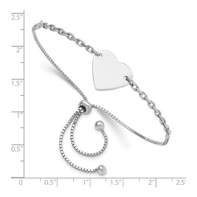 Sterling Silver Heart Disc Adjustable Bracelet – view 4