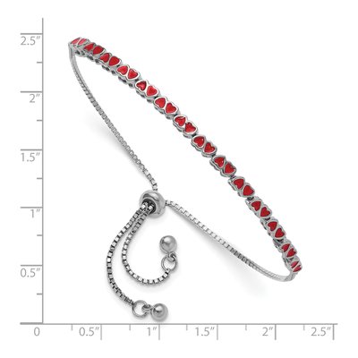 Sterling Silver Enameled Hearts Adjustable Bracelet – view 4
