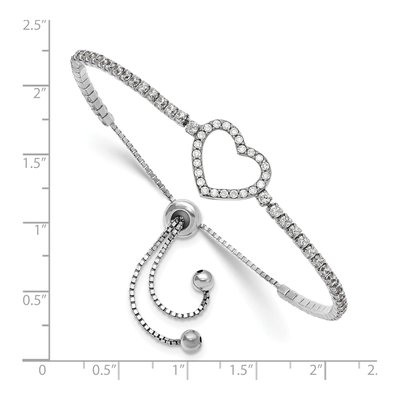 Sterling Silver CZ Heart Adjustable Bracelet – view 4