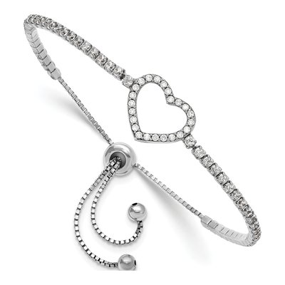 Sterling Silver CZ Heart Adjustable Bracelet
