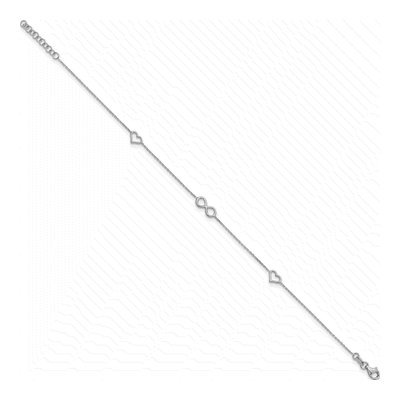Sterling Silver Heart Infinity Anklet – view 3