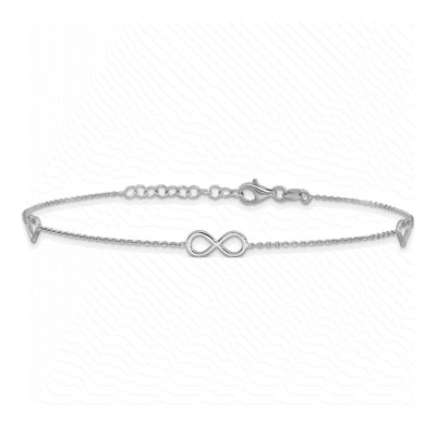 Sterling Silver Heart Infinity Anklet – view 4
