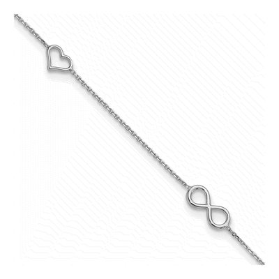 Sterling Silver Heart Infinity Anklet