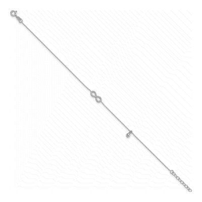 Sterling Silver CZ Infinity Anklet – view 3