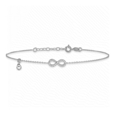 Sterling Silver CZ Infinity Anklet – view 4