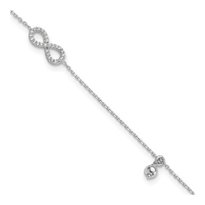 Sterling Silver CZ Infinity Anklet