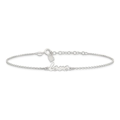 Sterling Silver LOVE Script Anklet – view 4