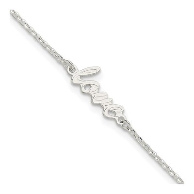 Sterling Silver LOVE Script Anklet