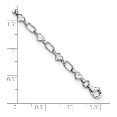Sterling Silver Heart Link Anklet – view 5